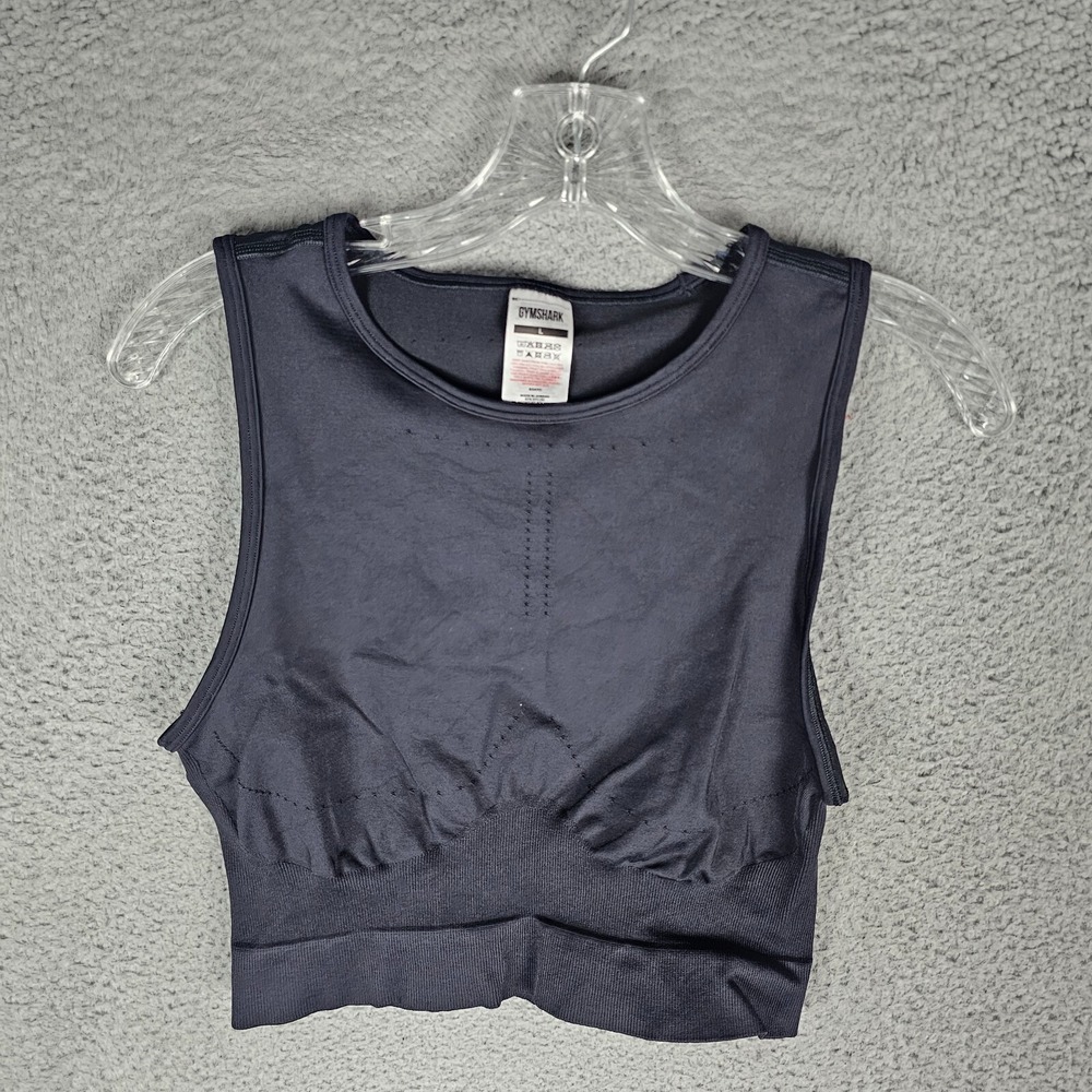 Gymshark Tank Women L Black Sweat Seamless Midi Keyhole Back Logo Knit